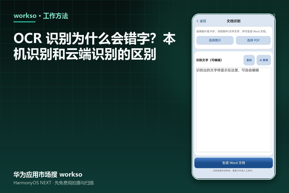 OCR 识别为什么会错字？本机识别和云端识别的区别
